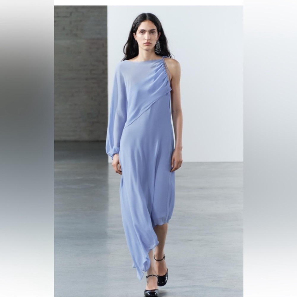 ZARA ASYMMETRIC CAPE DRESS